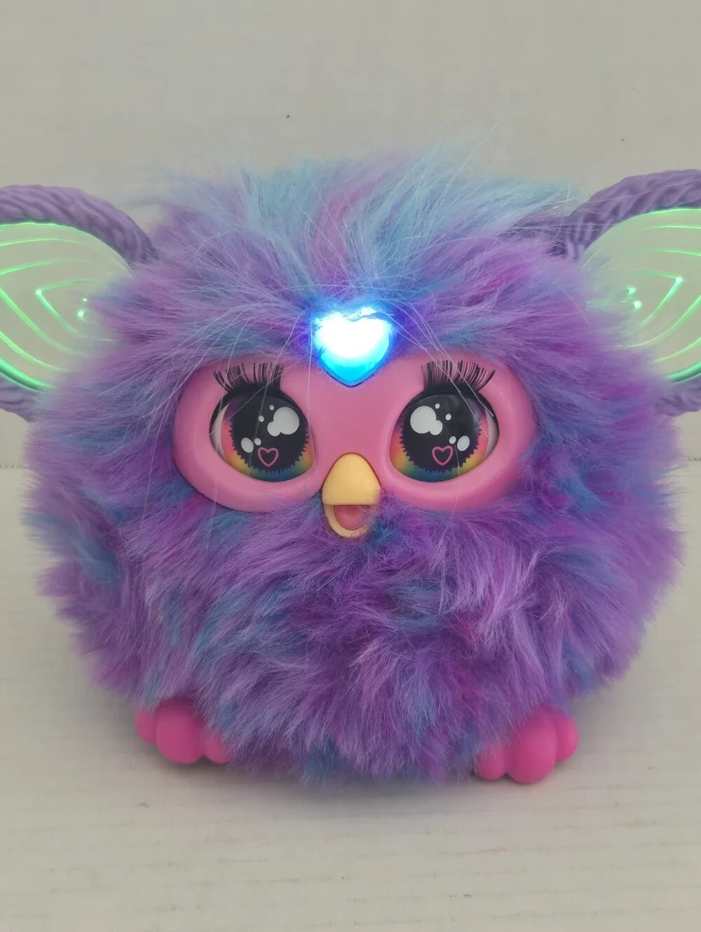 2023 Furby Purple Plush Tie Dye Interactive Voice Activated Glowing Ears *WORKS*